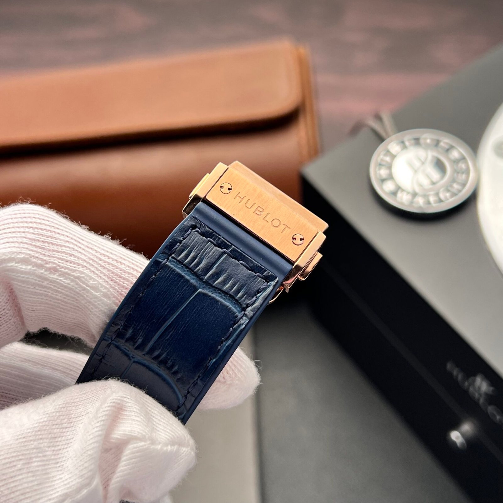 Hublot Watch Classic Fusion King Gold With Moissanite Diamonds Blue 42mm - Image 7