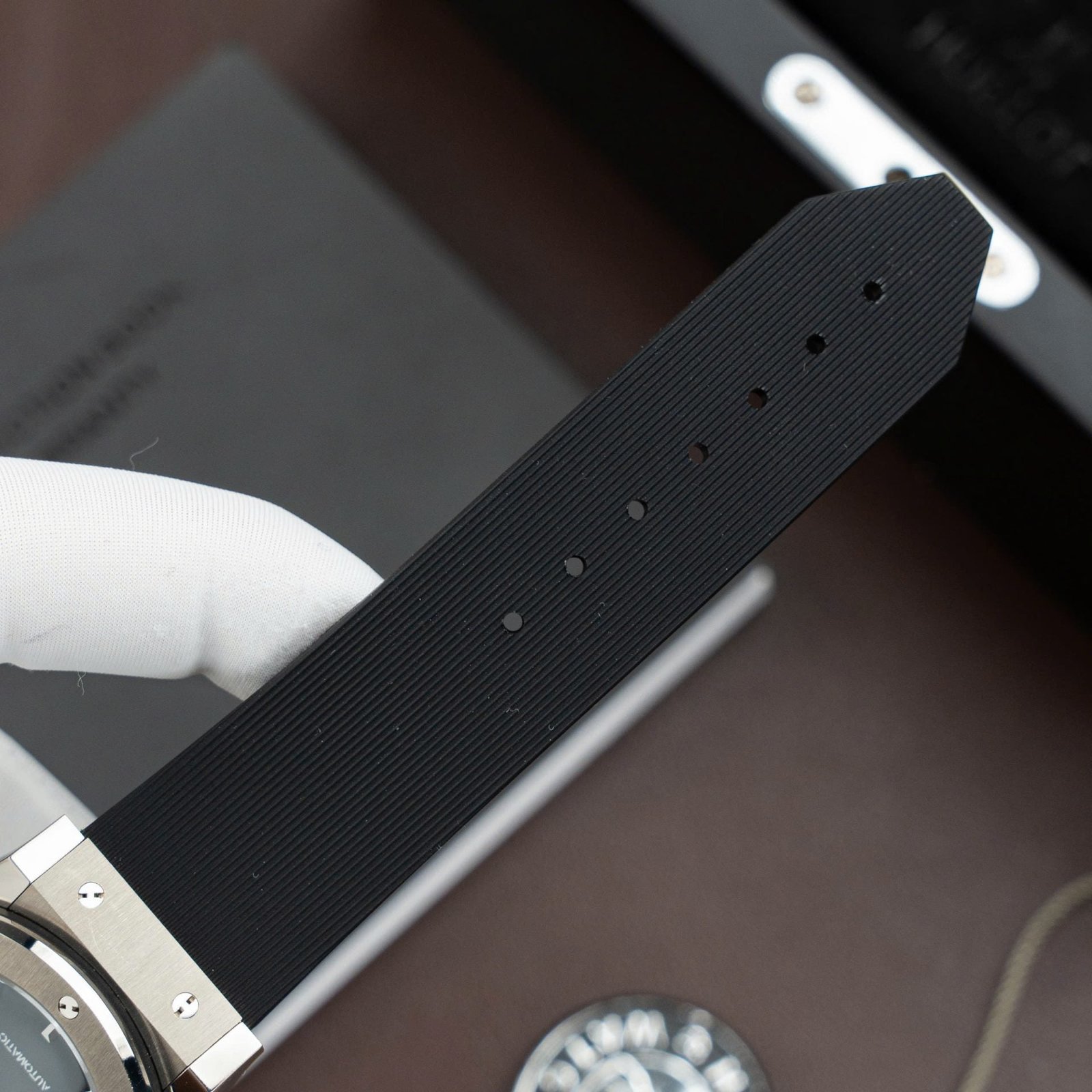 Hublot Classic Fusion Titanium Dial Black Watch Movement SW300 Rubber Strap 42mm - Image 10