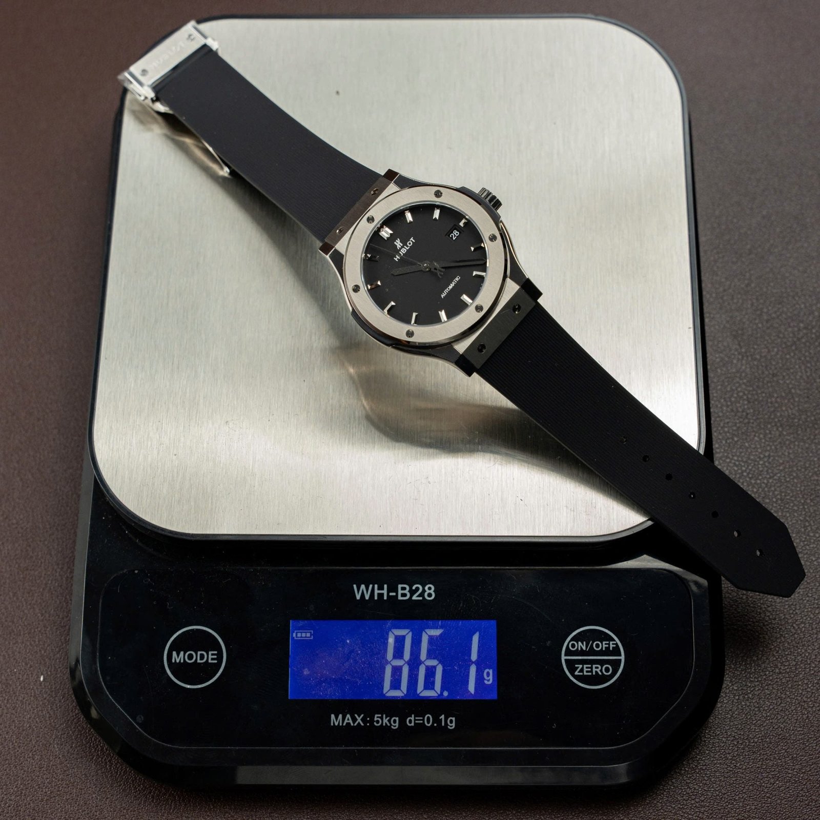 Hublot Classic Fusion Titanium Dial Black Watch Movement SW300 Rubber Strap 42mm - Image 2