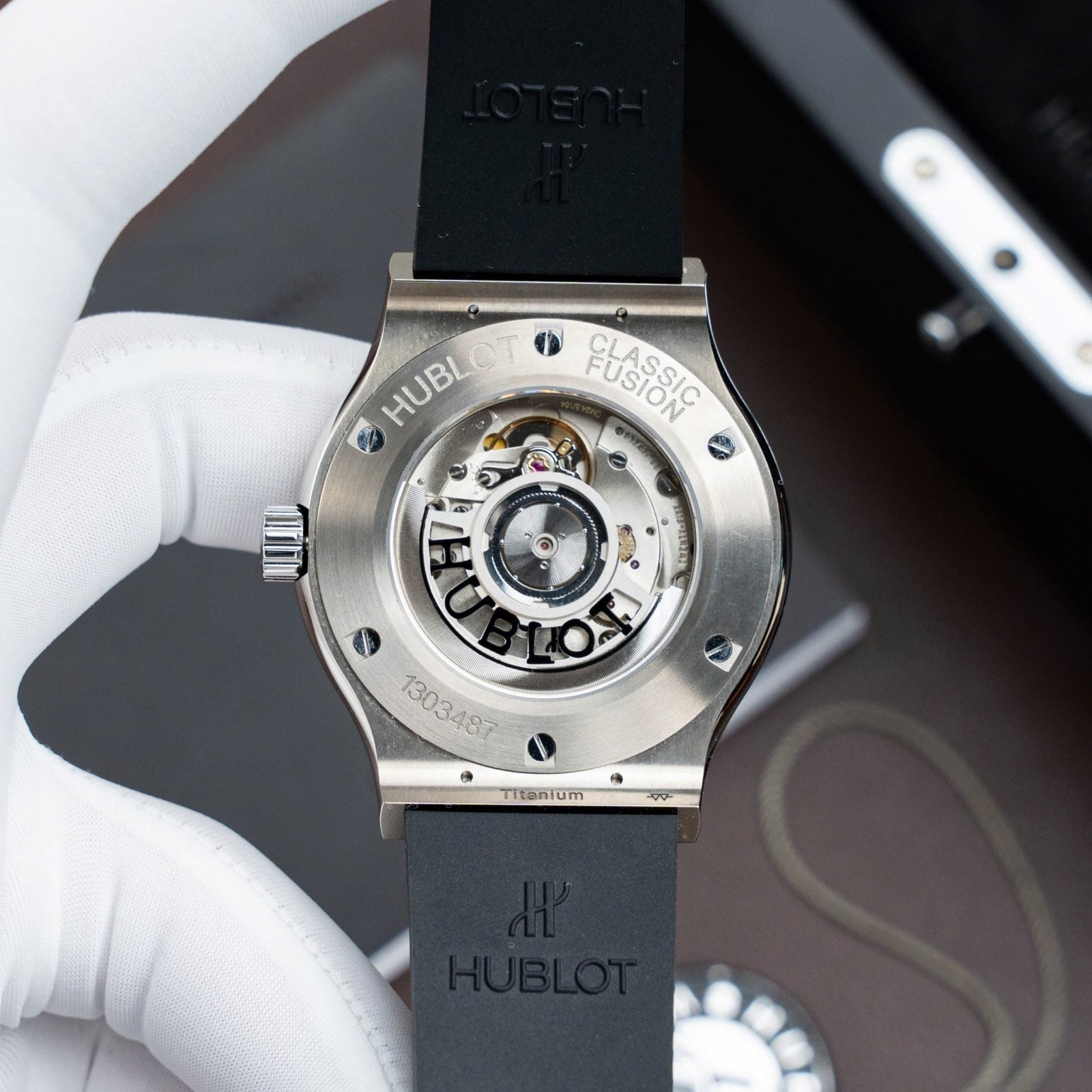 Hublot Classic Fusion Titanium Gray Dial Watch Movement SW300 Rubber Strap 42mm - Image 7