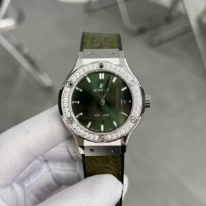 Hublot  Watch Green With Diamond Bezel 38mm