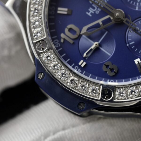 Hublot Watch Big Bang Chronograph Blue Moissanite Diamonds 44mm - Image 5