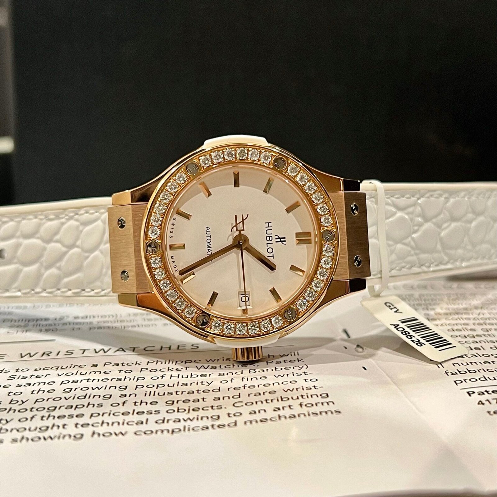 Hublot Watch Classic Fusion King Gold White Dial Moissanite Diamonds 38mm - Image 3