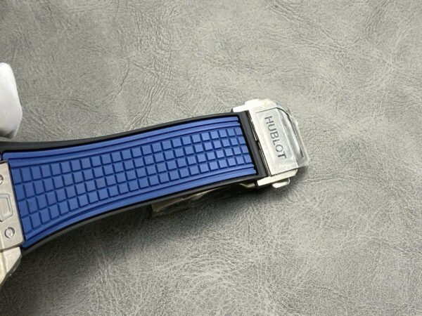 Hublo Square Bang Unico Titanium Watch Blue Rubber Strap 42mm - Image 9