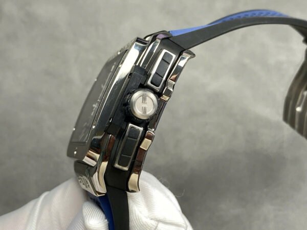 Hublo Square Bang Unico Titanium Watch Blue Rubber Strap 42mm - Image 5