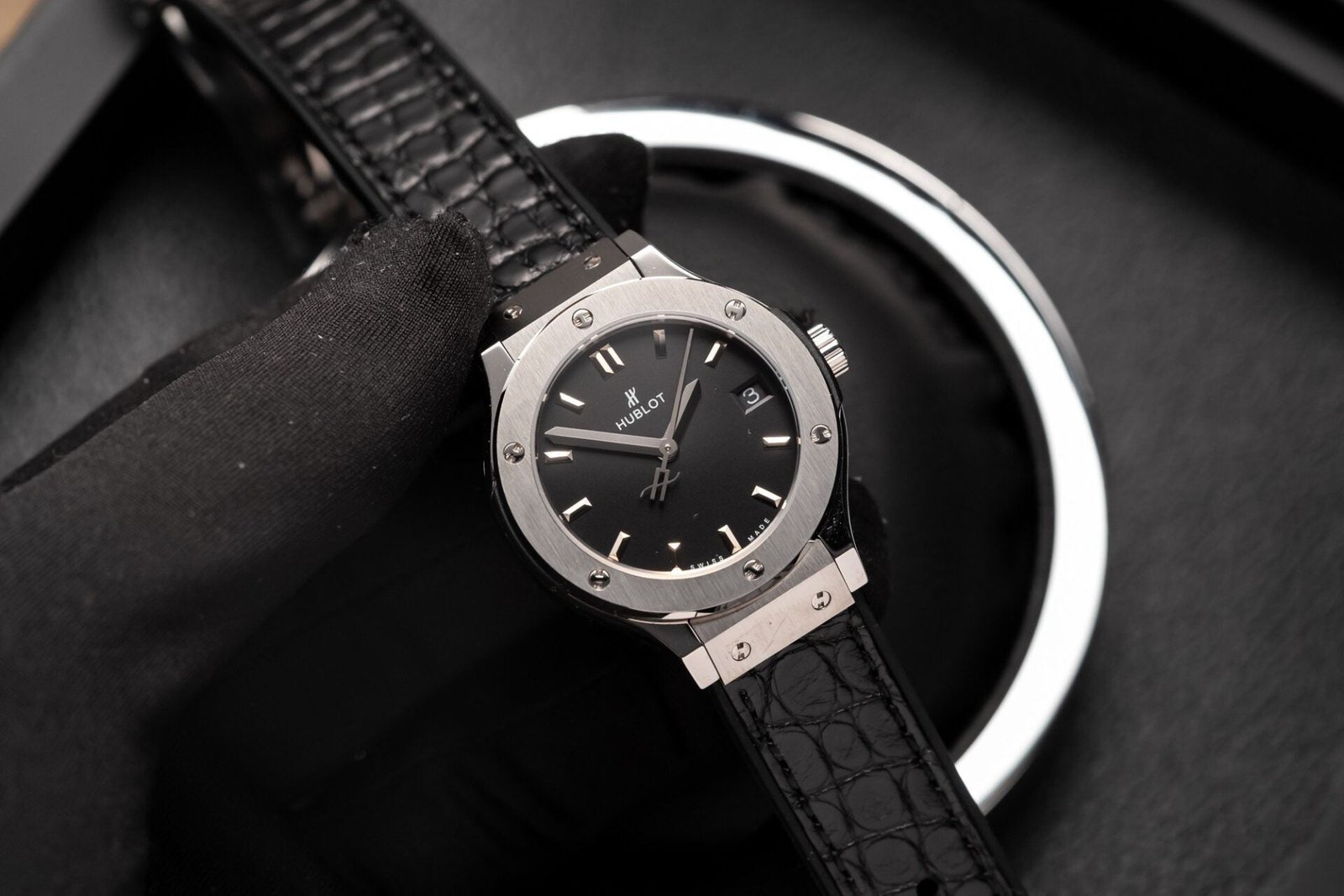 Hublot Watch Classic Fusion Black Dial Leather Strap 33mm
