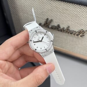 Hublot Watch Classic Fusion White Dial Moissanite Diamonds 33mm