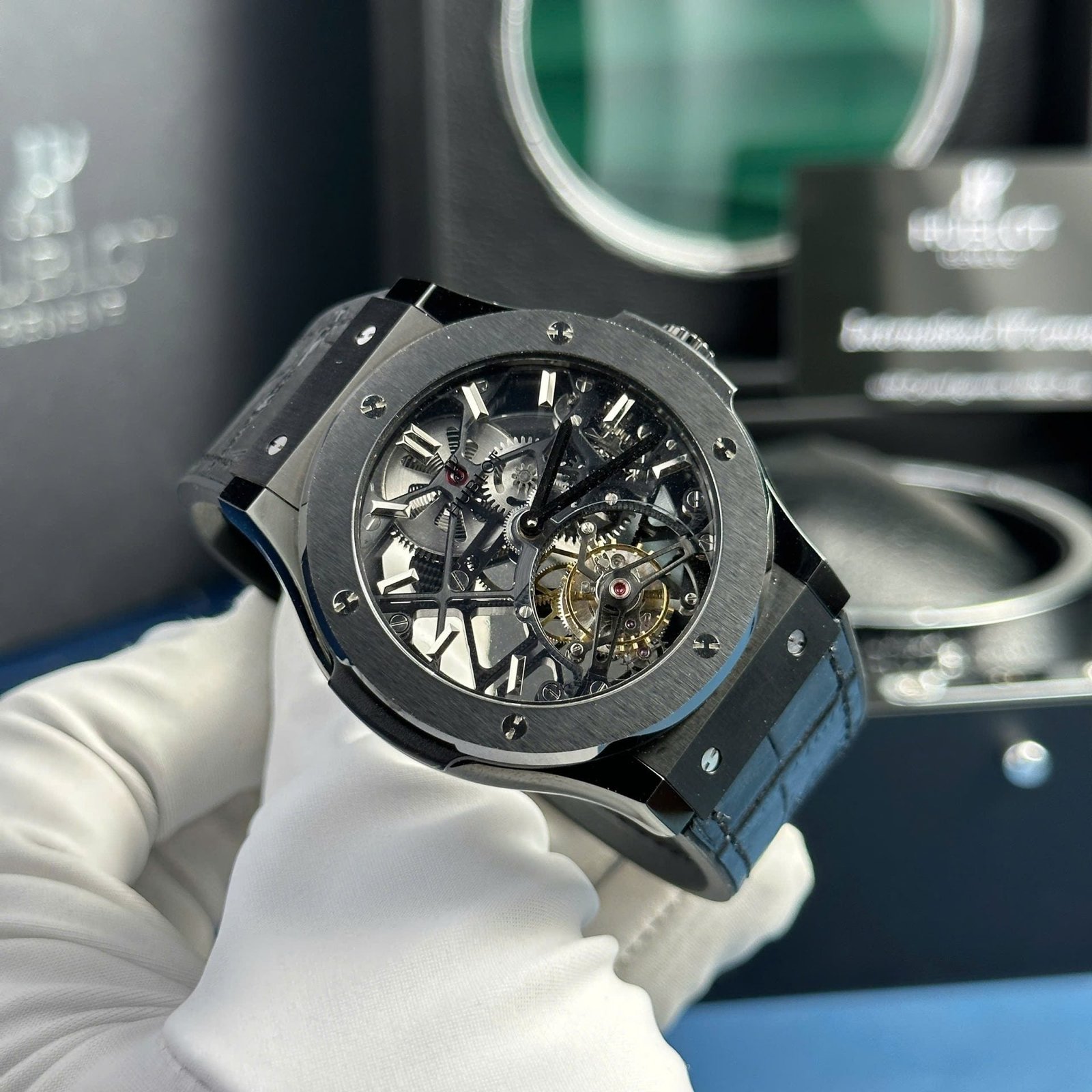 Hublot Watch Classic Fusion Skeleton Tourbillon Black Ceramic 45mm - Image 3