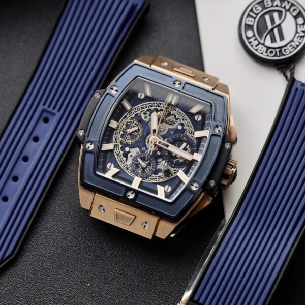 Hublot Watch Spirit Of Big Bang King Gold Bezel Ceramic Blue 42mm