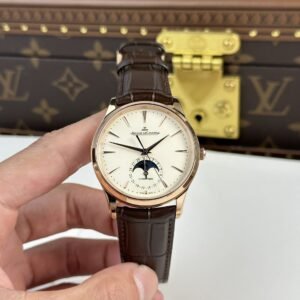 Jaeger LeCoultre Watch Ultrathin Moon Rose Gold Leather Strap 39mm