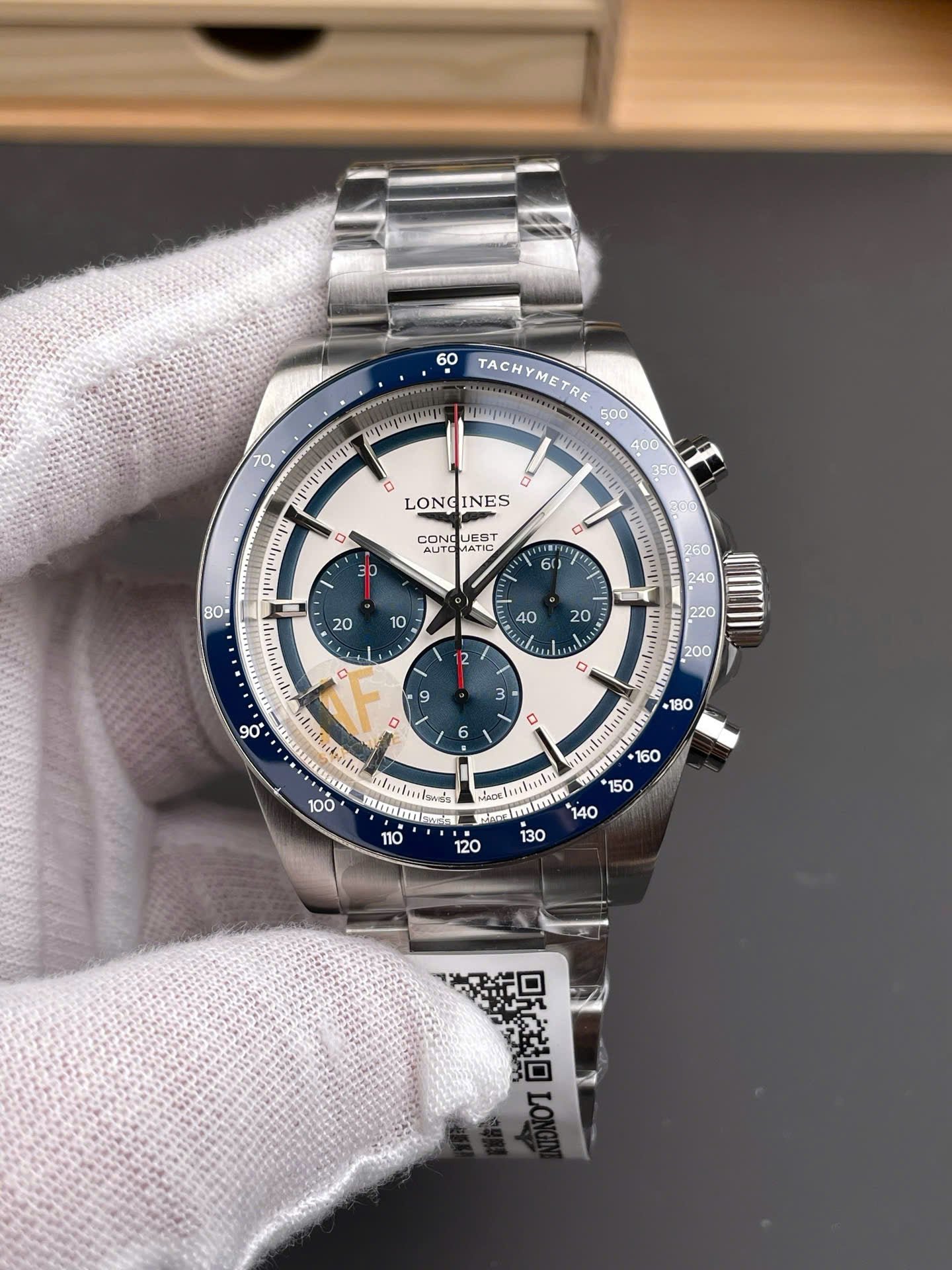 Longines Conquest Chronograph Watch White Dial 42mm