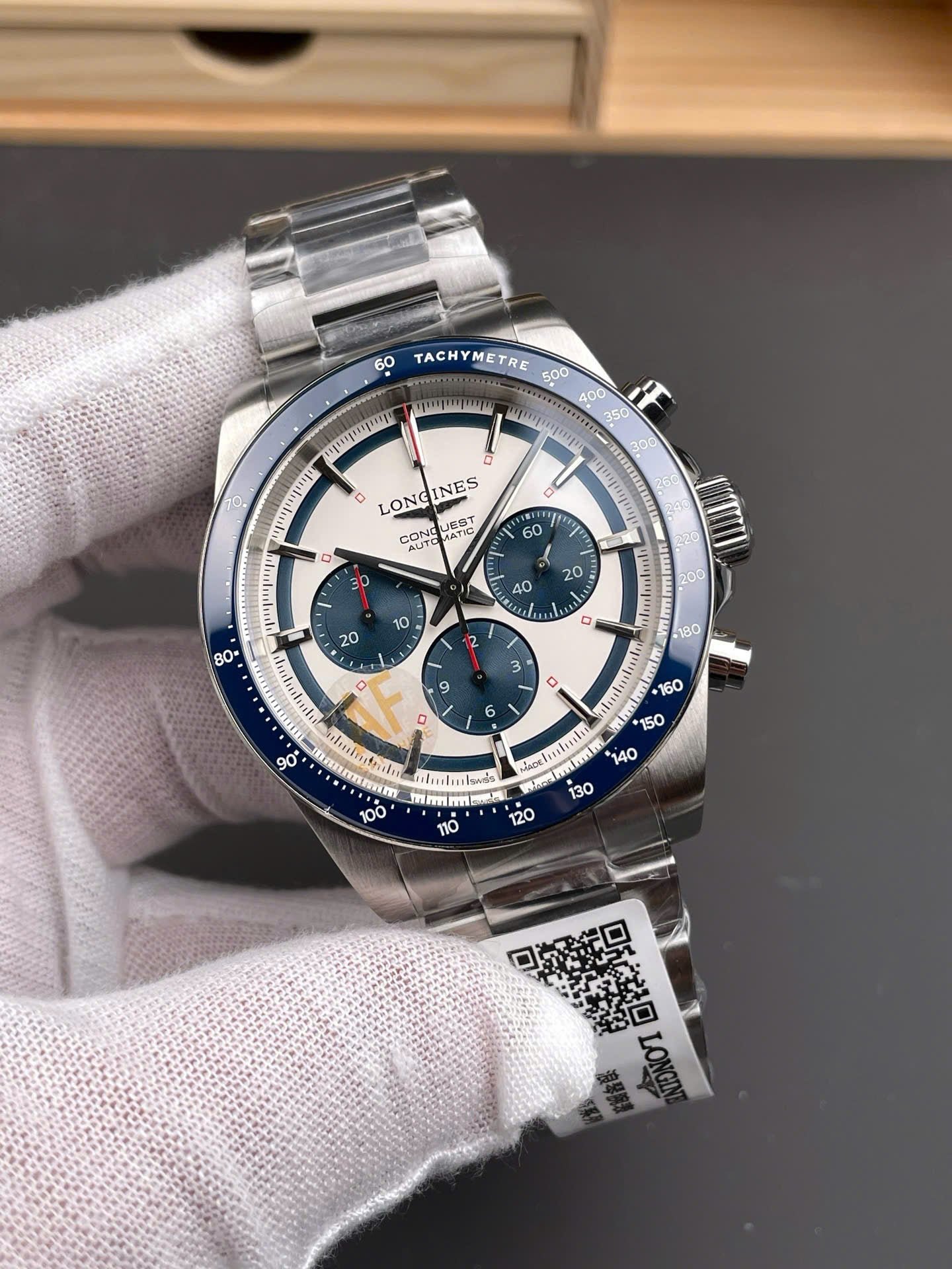 Longines Conquest Chronograph Watch White Dial 42mm - Image 2