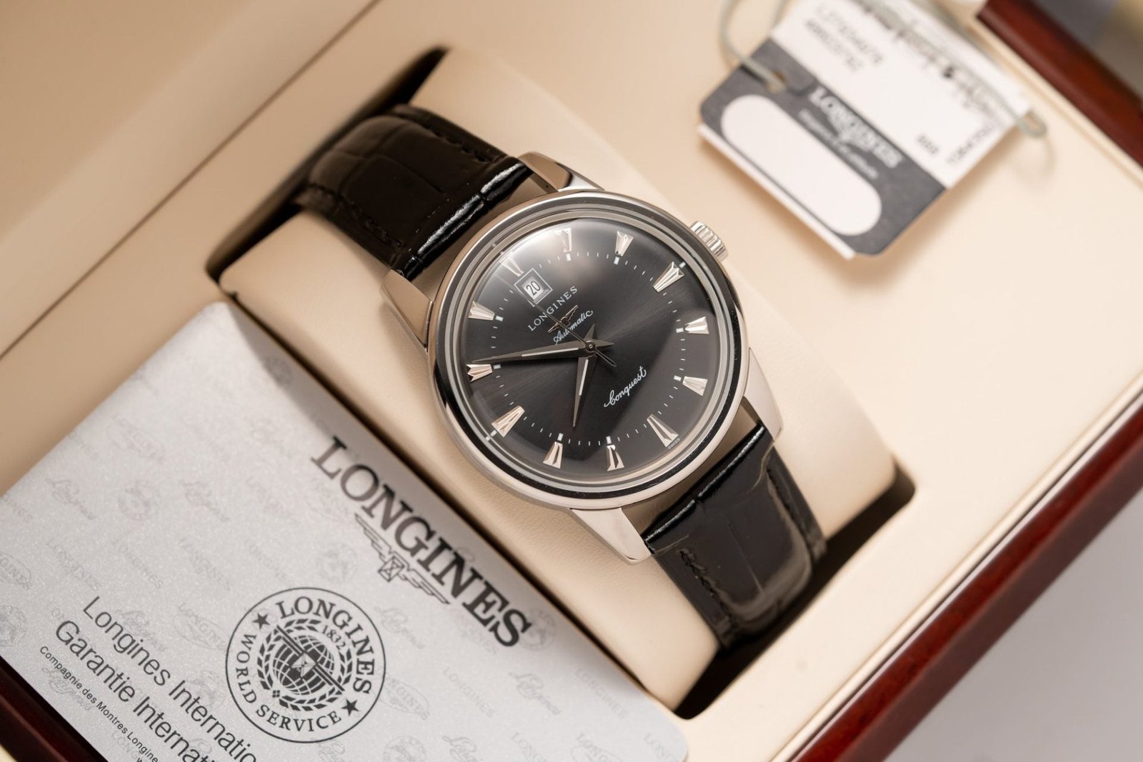 Longines Watch Conquest Heritage L16454754 Black Dial Leather Strap 40mm