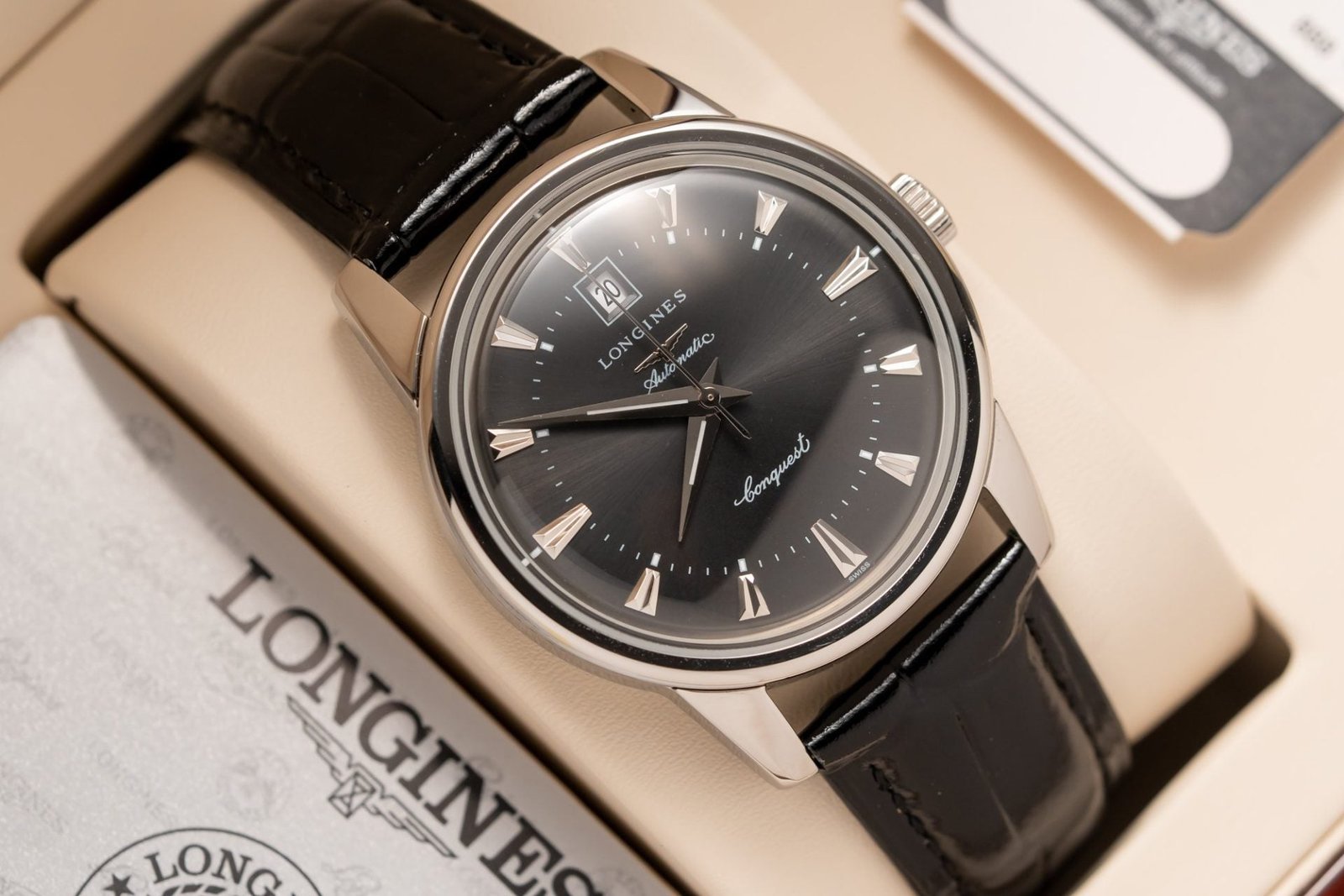 Longines Watch Conquest Heritage L16454754 Black Dial Leather Strap 40mm - Image 2