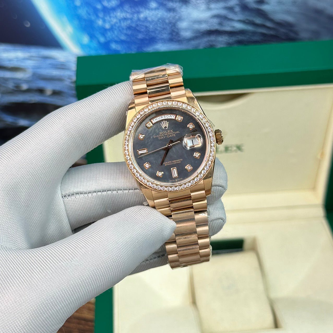 Rolex Day-Date Purple Mother of Pearl Dial Watch 40mm - Image 2