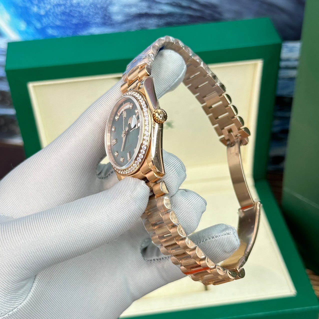 Rolex Day-Date Purple Mother of Pearl Dial Watch 40mm - Image 4