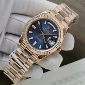 Rolex Day-Date Dial Blue Watch 18K Gold Wrapped 40mm