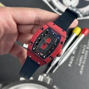 Richard Mille Watch RM07-01 Red Carbon Rubber Strap 32x46mm