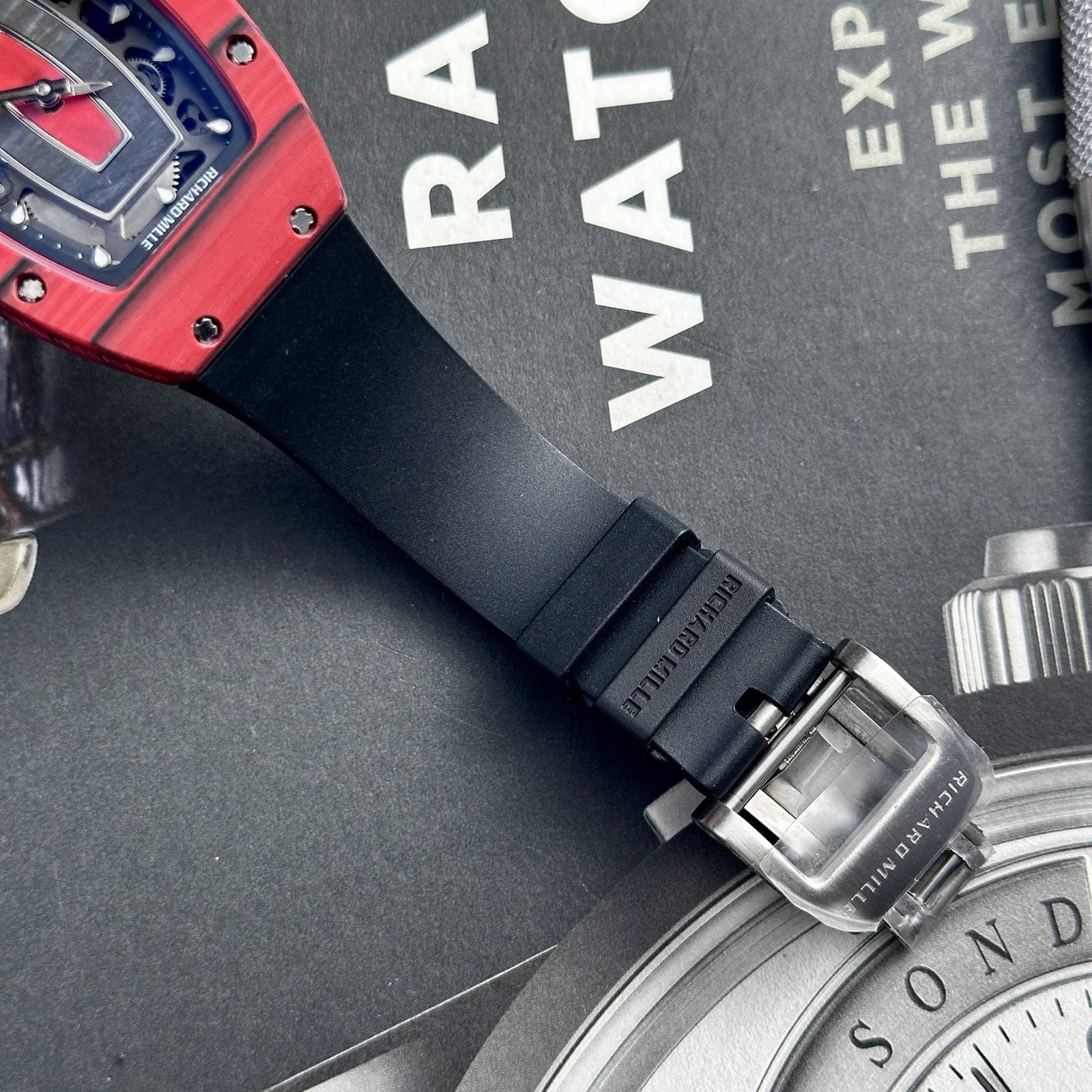 Richard Mille Watch RM07-01 Red Carbon Rubber Strap 32x46mm - Image 9