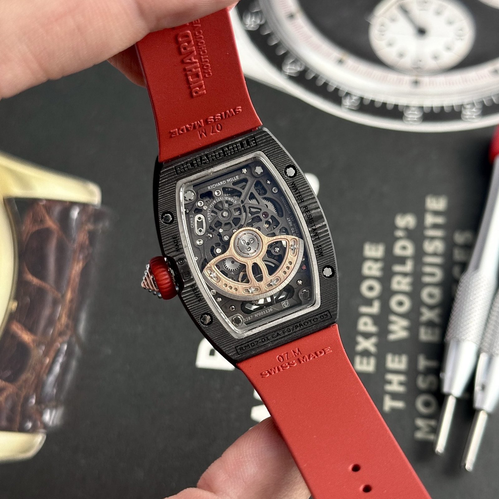 Richard Mille Watch RM07-01 Black Carbon Rubber Strap 32x46mm - Image 6