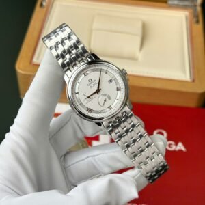 Omega De Ville Prestige Power Reserve Watch White Dial Metal Wire 39.5mm