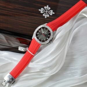 Patek Philippe Aquanaut 5167 Red Watch Moissanite Diamonds Baguette 40mm