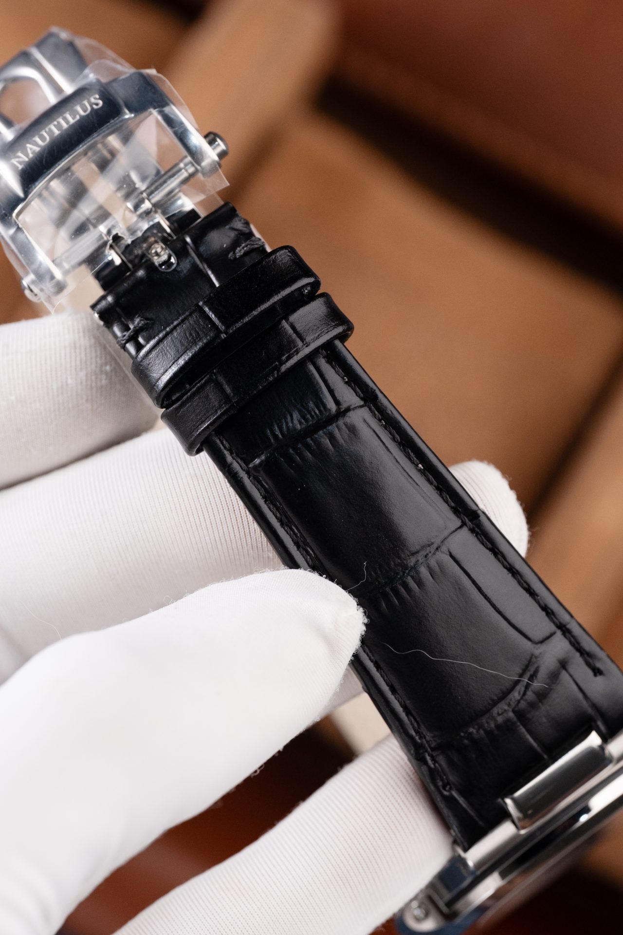 Patek Philippe Nautilus 5711 Watch Gray Dial Leather Strap 40mm - Image 14