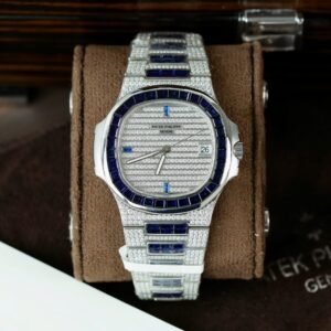 Patek Philippe Nautilus 5719 Watch Diamonds Moissanite Sapphire Baguette 40mm