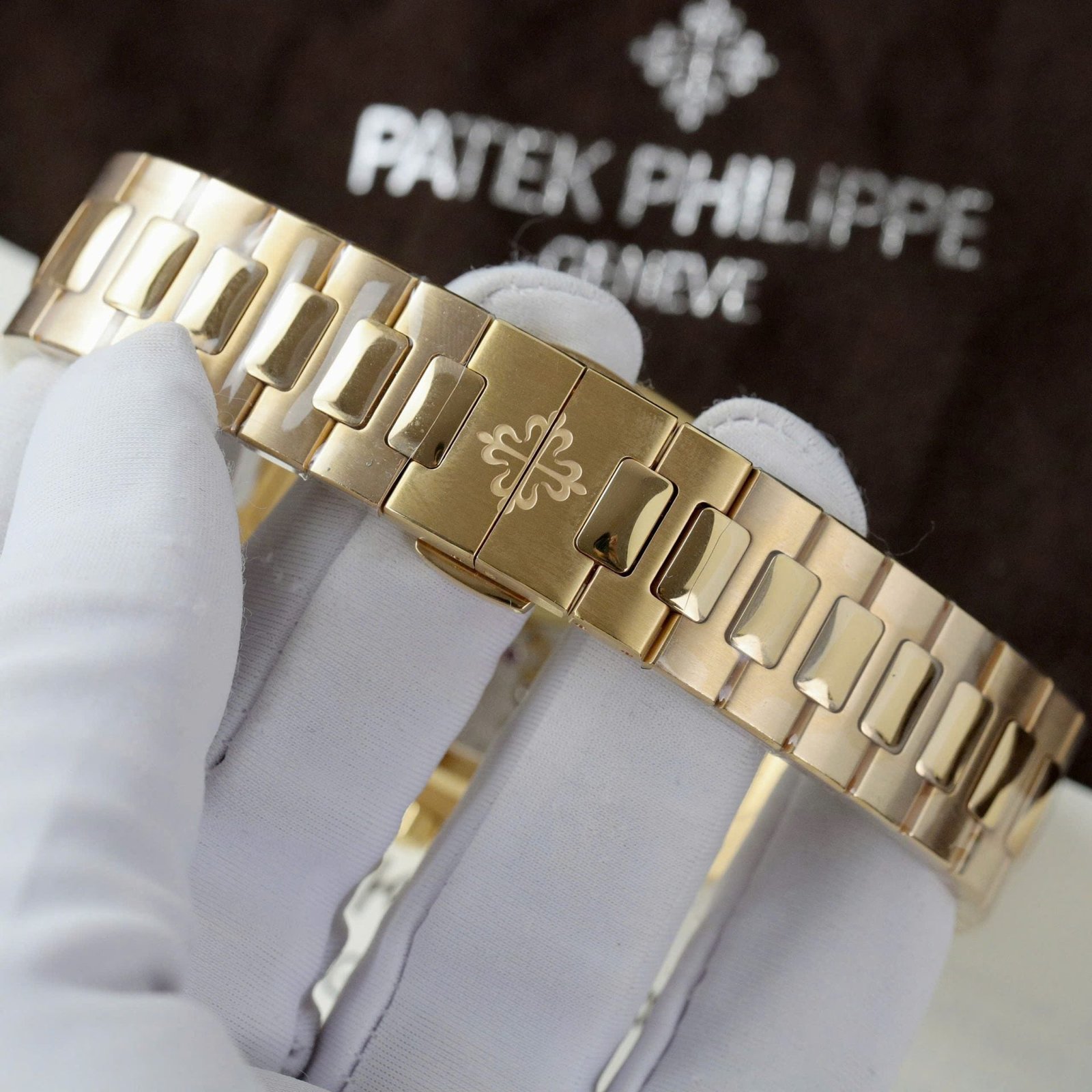 Patek Philippe Nautilus 5724R Brown Dial Watch 18K Gold Wrapped + Diamonds Moissanite Baguette 40mm - Image 8