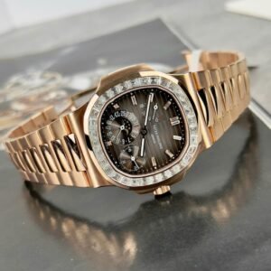 Patek Philippe Nautilus 5724R Gray Dial Watch Gold Wrapped + Moissanite Diamonds 40mm