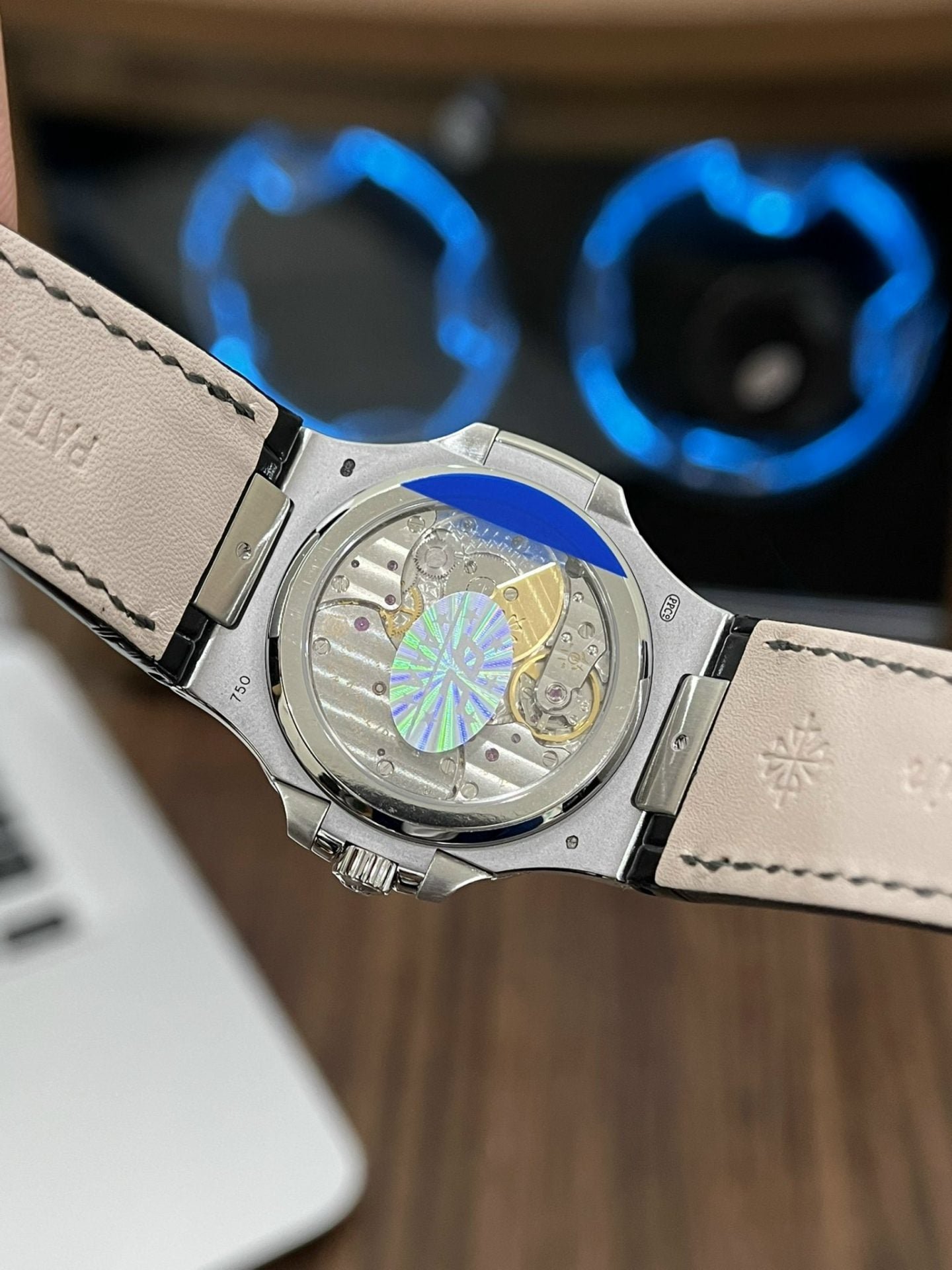 Patek Philippe Watch Nautilus 5712 Blue Dial Leather Strap 40mm - Image 6