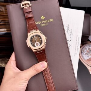 Patek Philippe Watch Nautilus 5980 Brown Dial Leather Strap 40mm