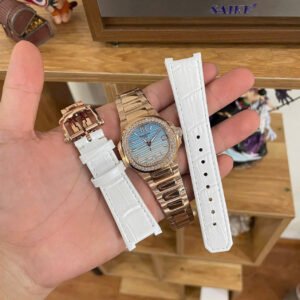 Patek Philippe Watch Nautilus 7010R Women Blue White Dial Metal Wire 32mm