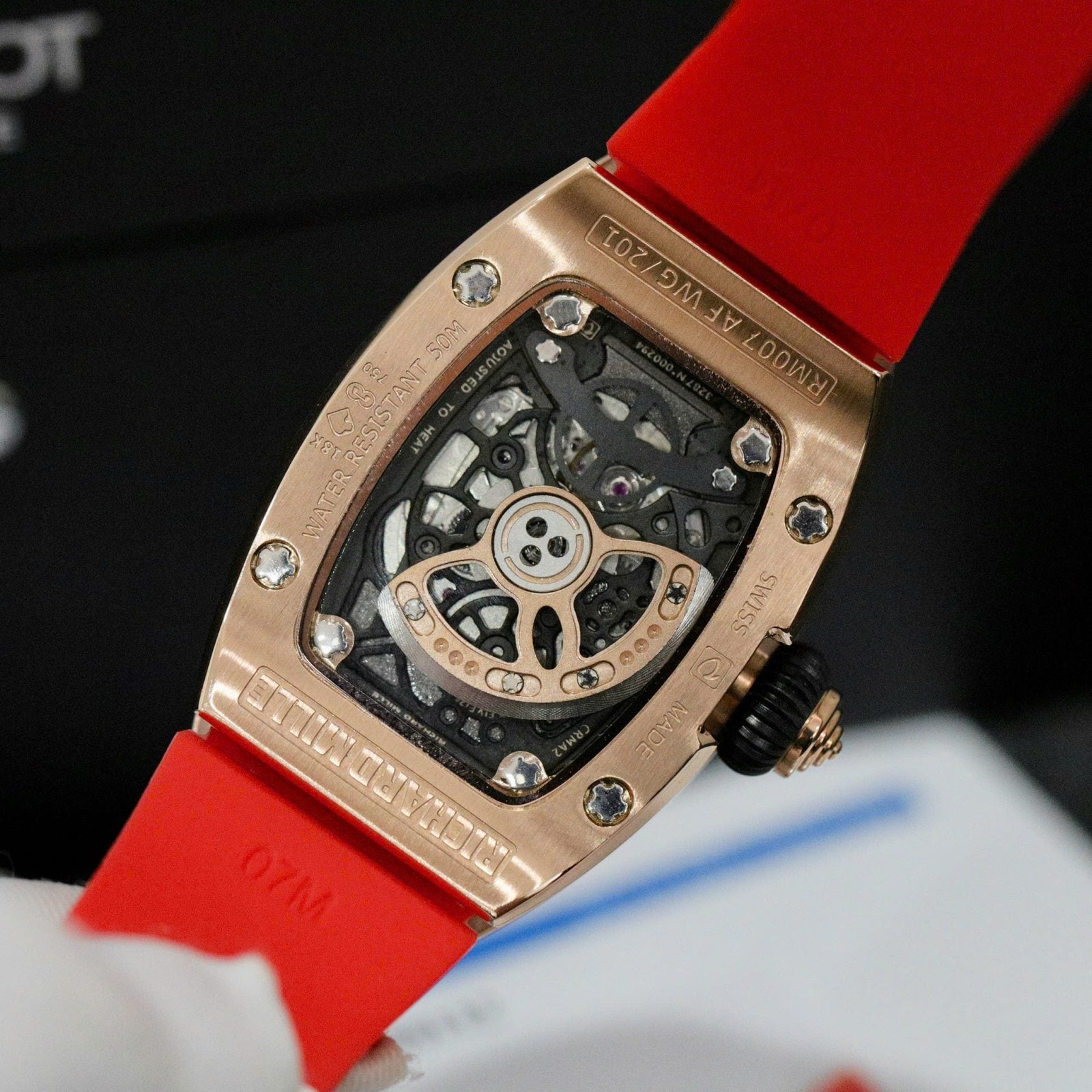 Richard Mille RM007 Watch Moissanite Diamonds Red 36mm - Image 9