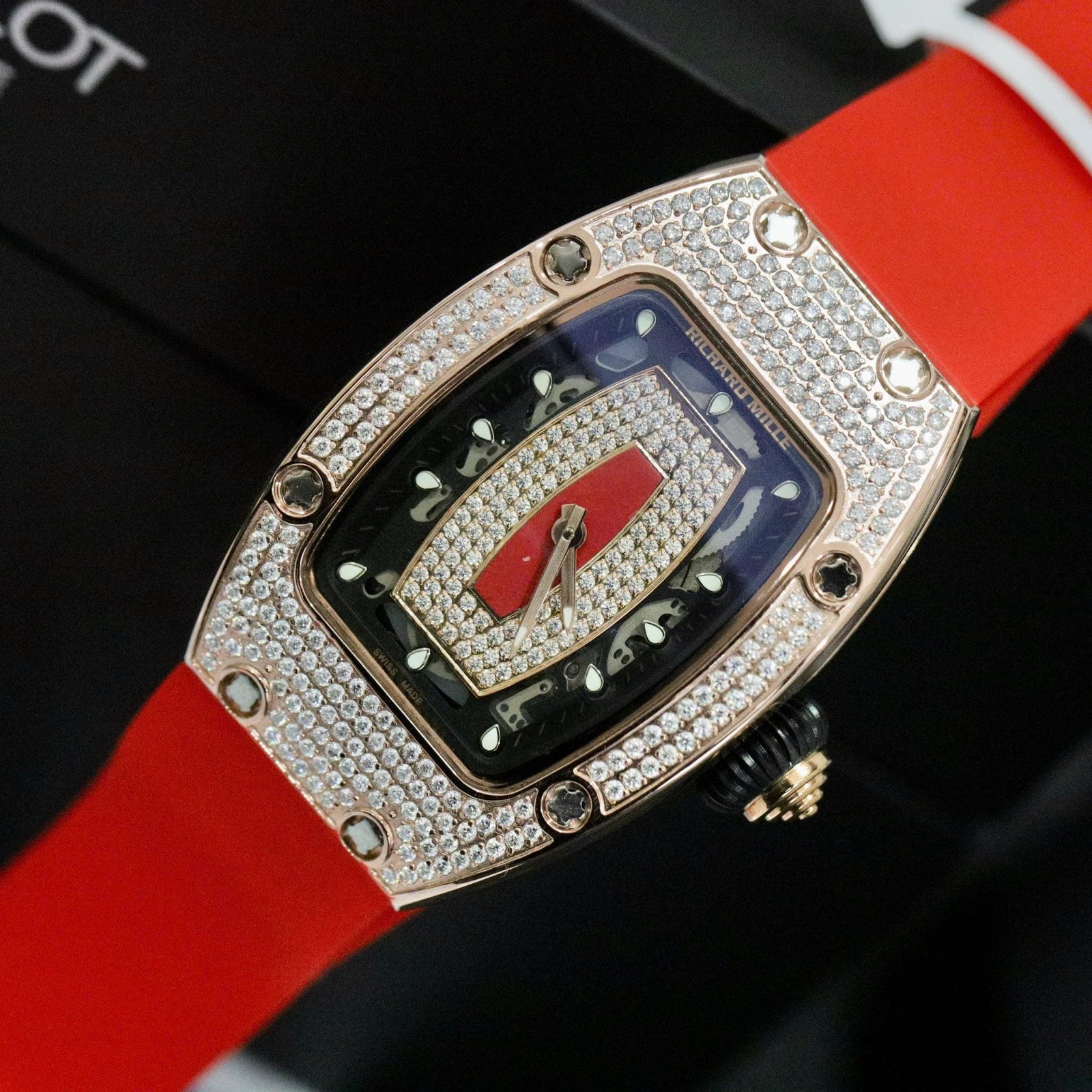 Richard Mille RM007 Watch Moissanite Diamonds Red 36mm - Image 2
