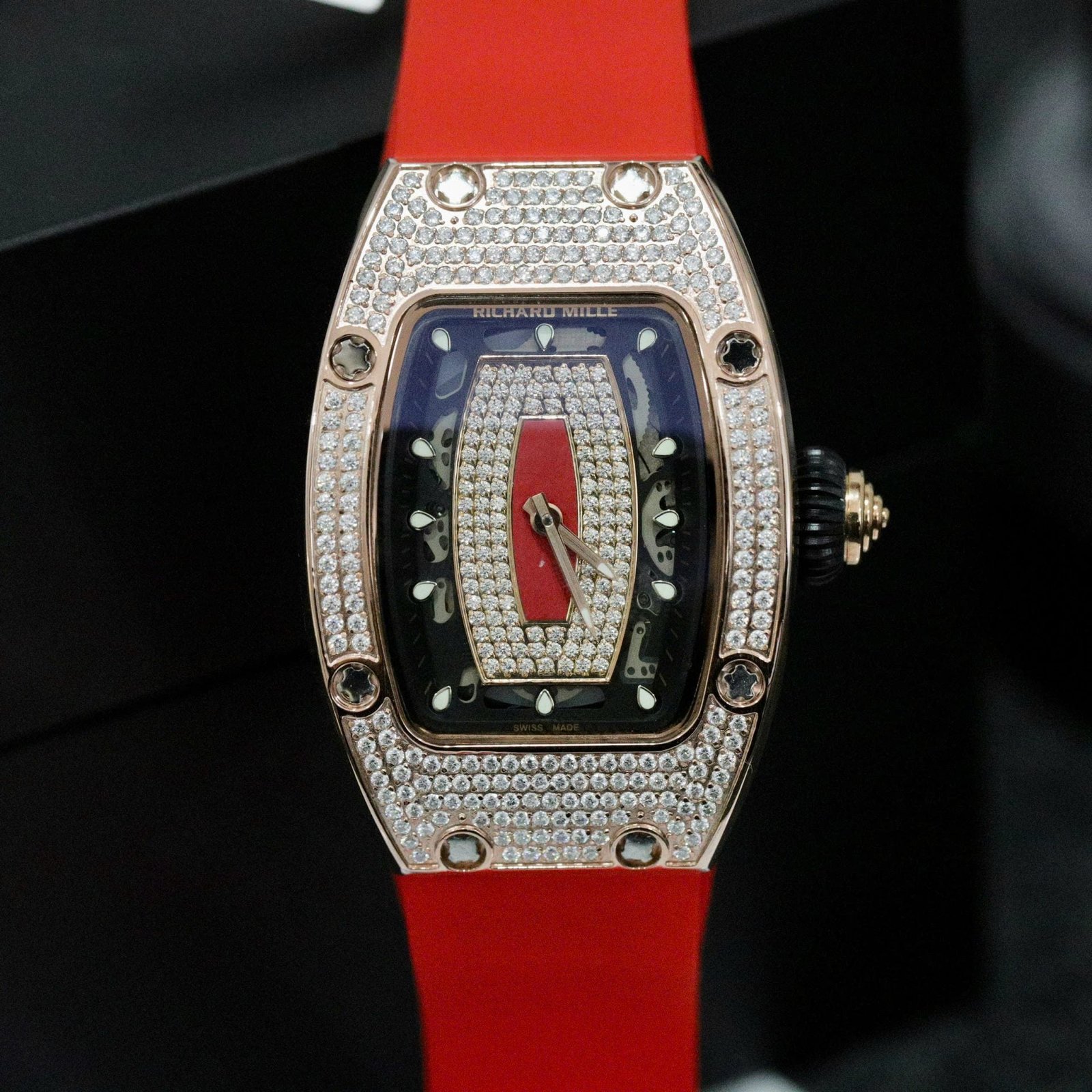 Richard Mille RM007 Watch Moissanite Diamonds Red 36mm