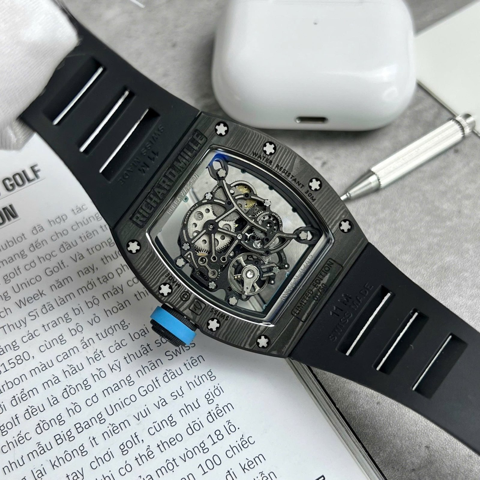 Richard Mille RM055 Watch Full Carbon Case Rubber Strap 45mm - Image 8