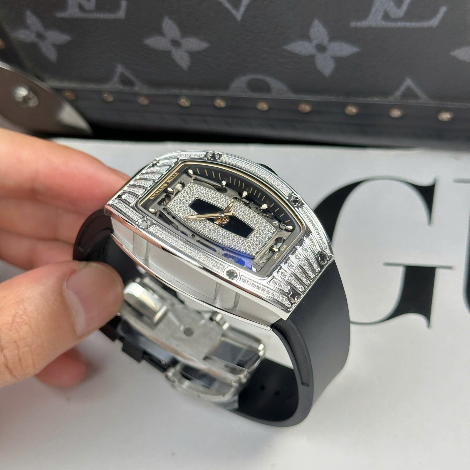 Richard Mille RM07-01 Watch Diamonds Black Rubber Strap 36mm - Image 3