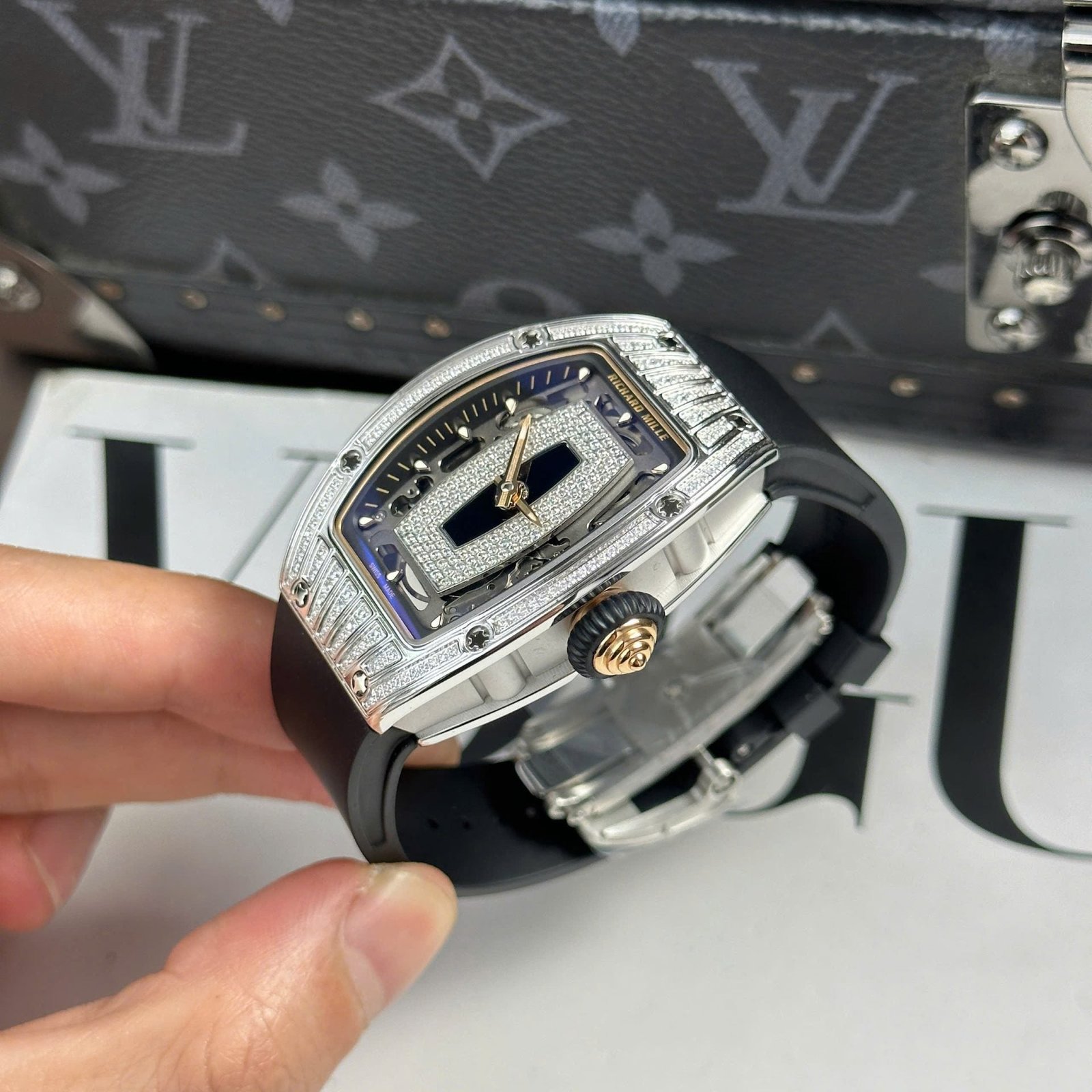 Richard Mille RM07-01 Watch Diamonds Black Rubber Strap 36mm - Image 4