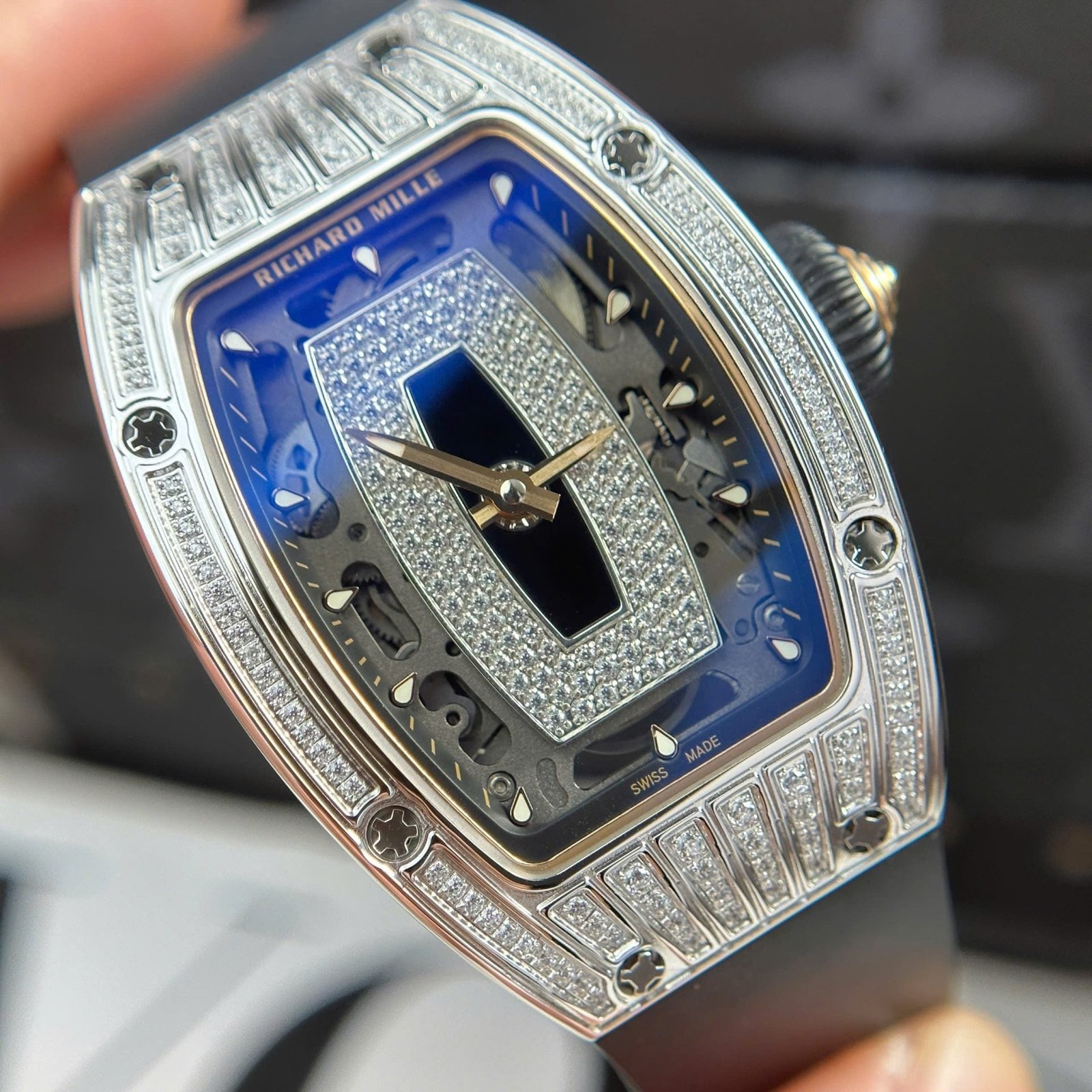 Richard Mille RM07-01 Watch Diamonds Black Rubber Strap 36mm - Image 2