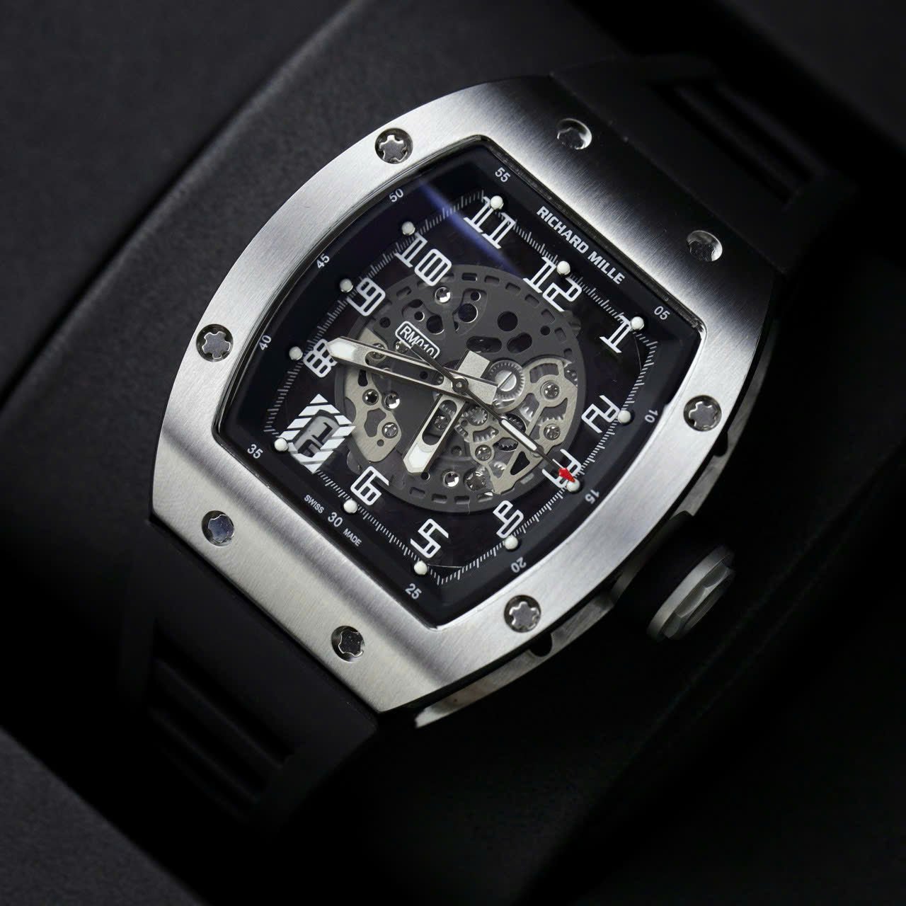 Richard Mille Watch RM010 Black Rubber Strap 40mm - Image 4