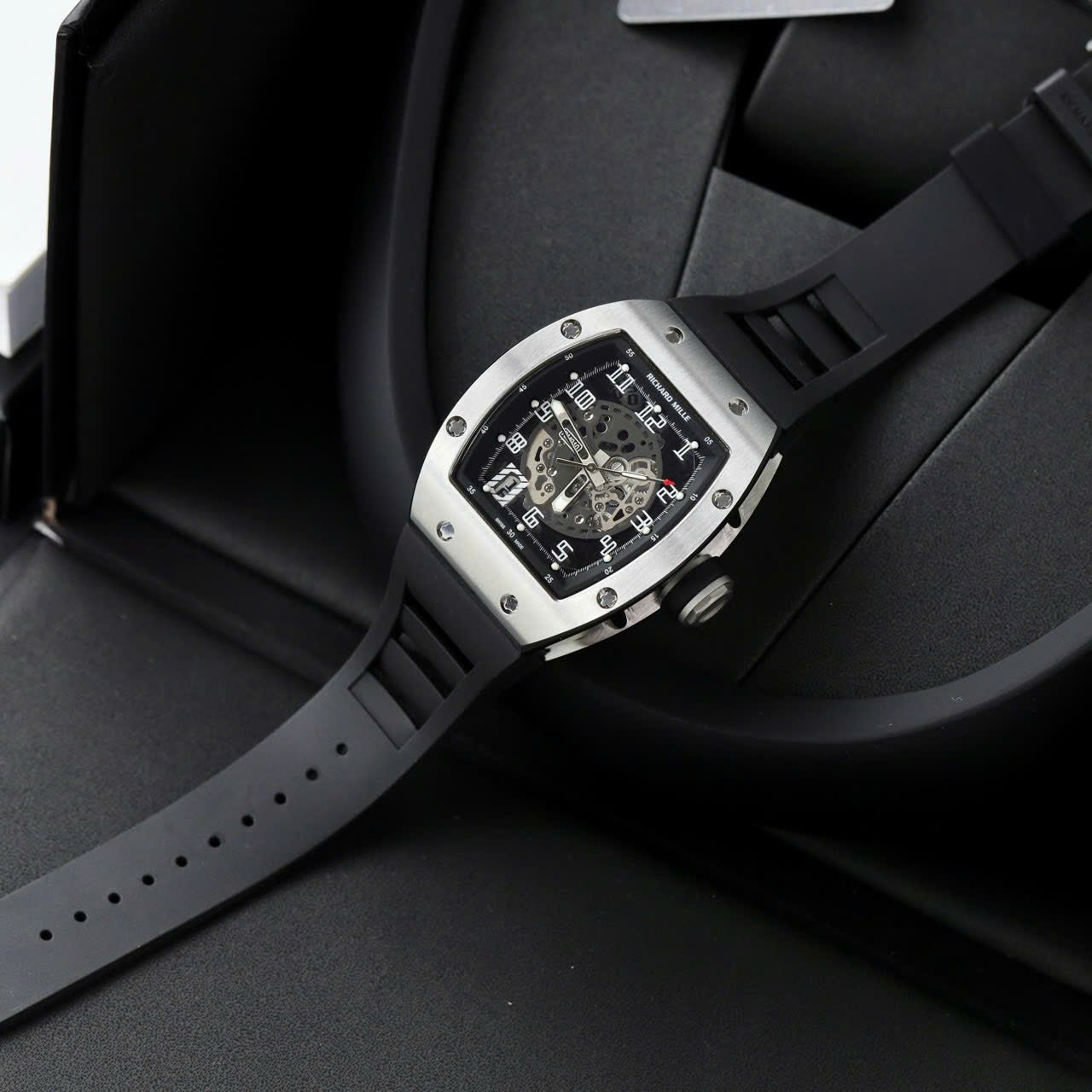 Richard Mille Watch RM010 Black Rubber Strap 40mm