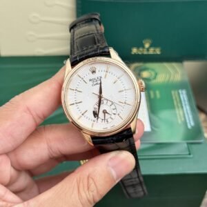 Rolex Watch Cellini 50525 White Dial Leather Strap 39mm
