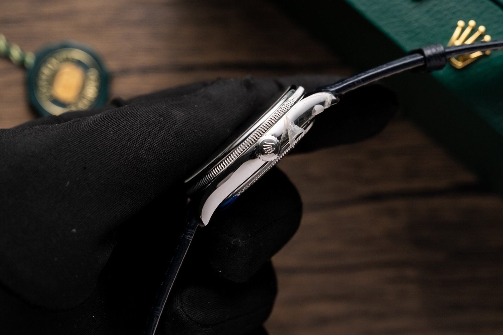 Rolex Watch Cellini Date 50519 Blue Dial Leather Strap 39mm - Image 5