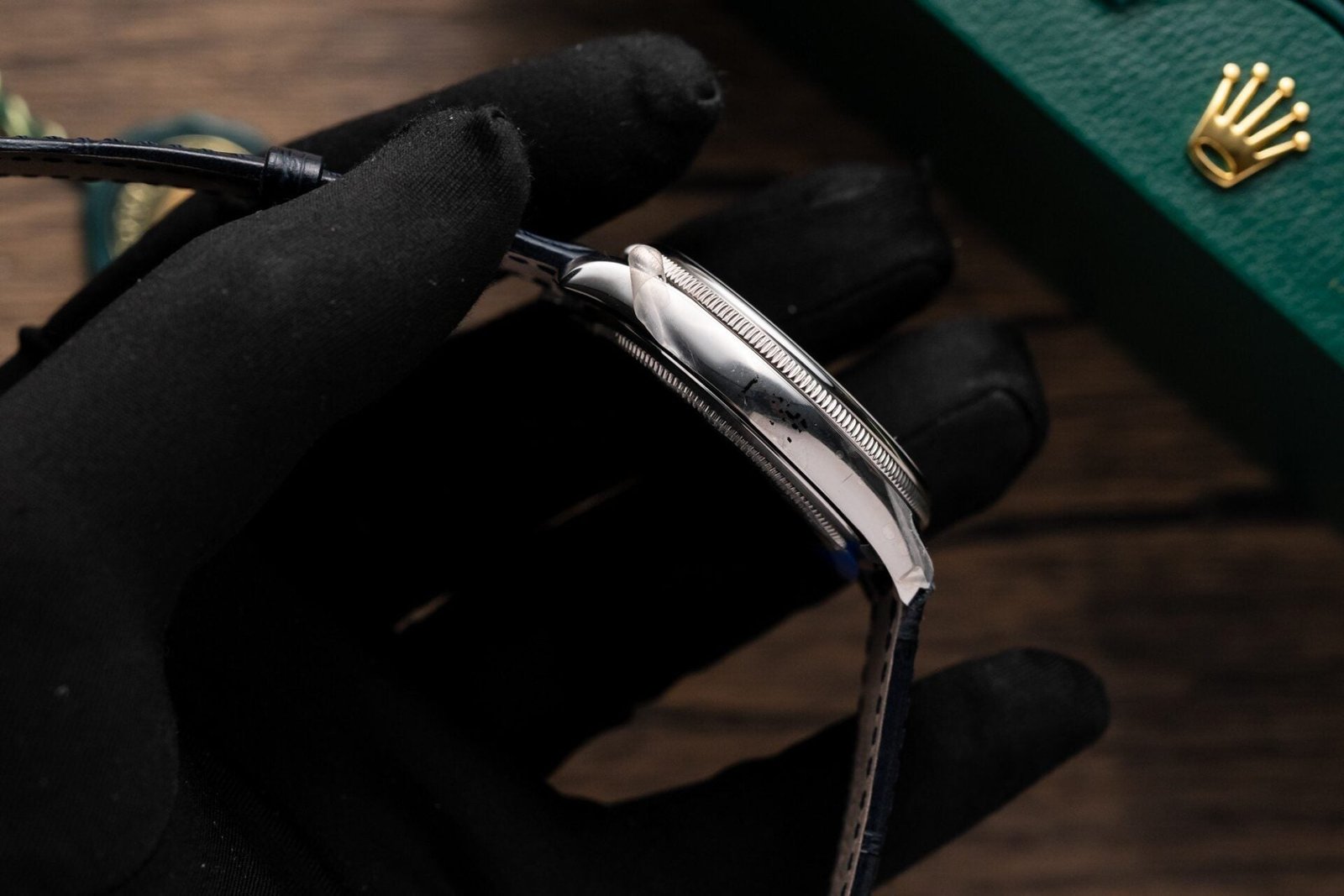 Rolex Watch Cellini Date 50519 Blue Dial Leather Strap 39mm - Image 6