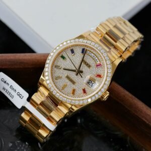 Rolex Day-Date Watch 18K Gold Wrapped + Moissanite Diamonds 36mm
