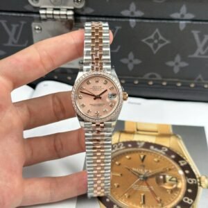 Rolex DateJust Women Demi Rose Gold Watch Pink Dial 31mm