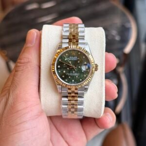 Rolex DateJust Watch Demi Gold Green Leaf Dial 31mm