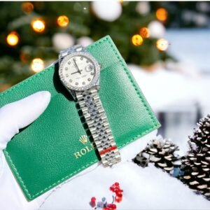 Rolex Watch Date Just White Dial Benzel Moissanite Diamonds 31mm