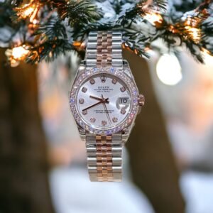 Rolex DateJust Moissanite Diamond White Dial Watch Demi 31mm